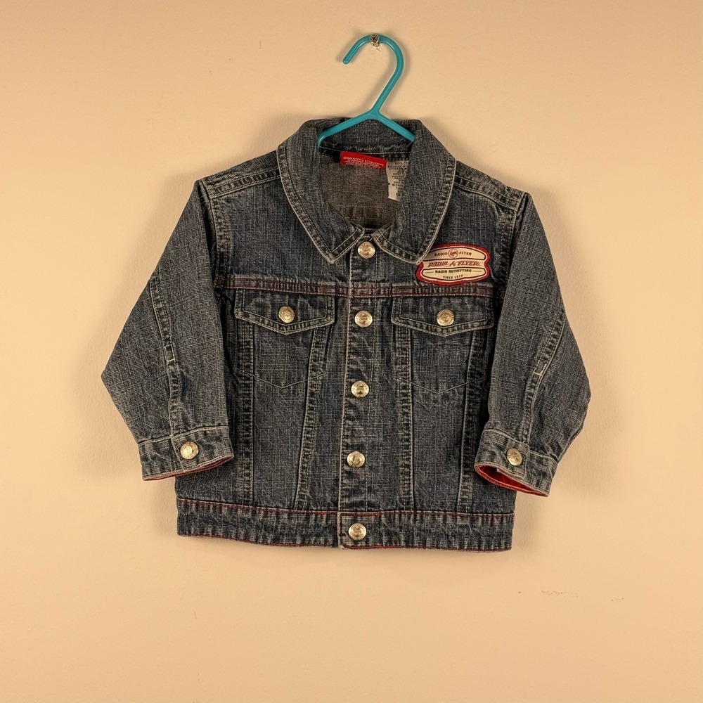 Vintage Radio Flyer Denim Jacket 18 Months Blue Trucker Radio Outfitters Rare